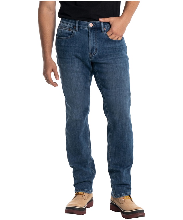 Pantalon coupe décontractée à taille mi-basse en denim extensible pour hommes, Black Bull