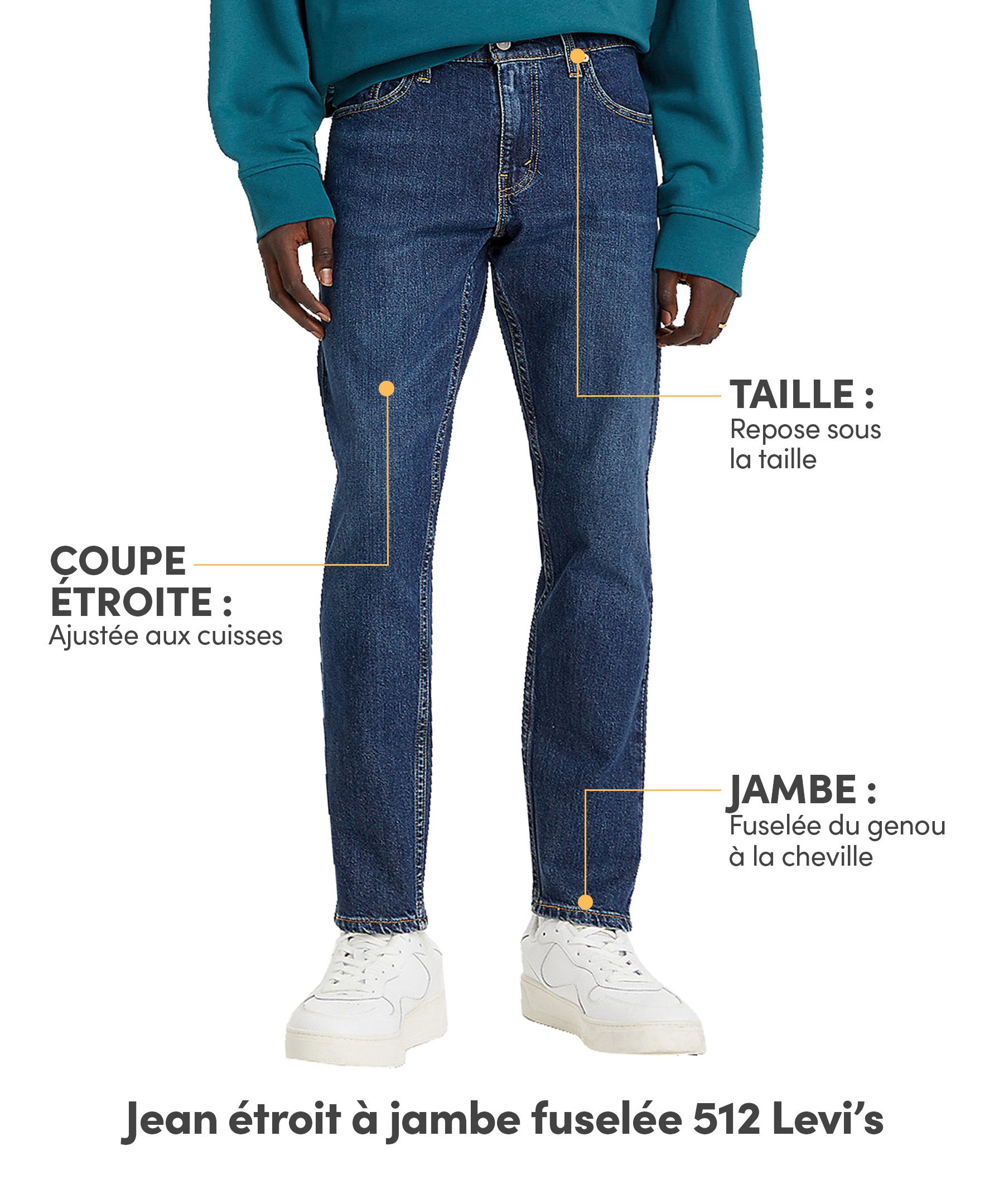 Jean fuselé étroit à taille mi-basse pour hommes, 512, Levi's
