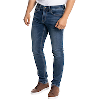 Lois Jean coupe étroite en tricot de denim au délavé moyen pour hommes, Peter Front_Flat