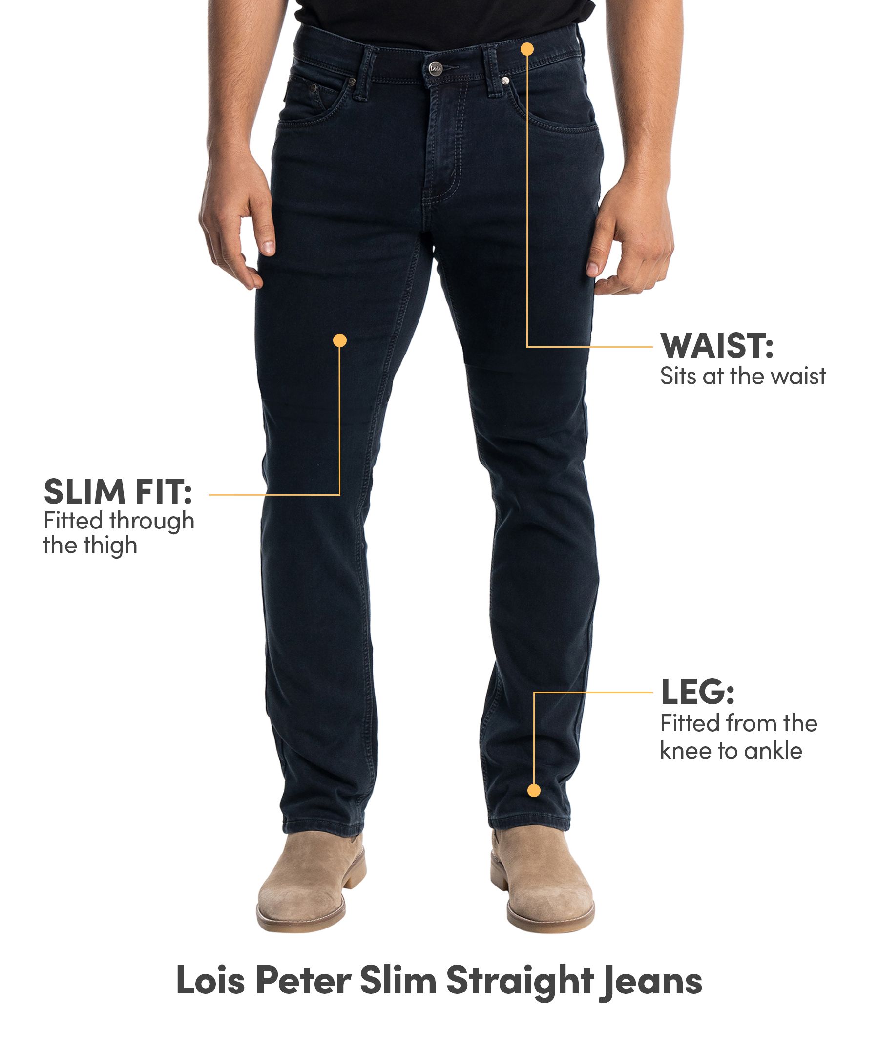 Lois Men's Peter Slim Dark Wash Stretch Denim Jeans