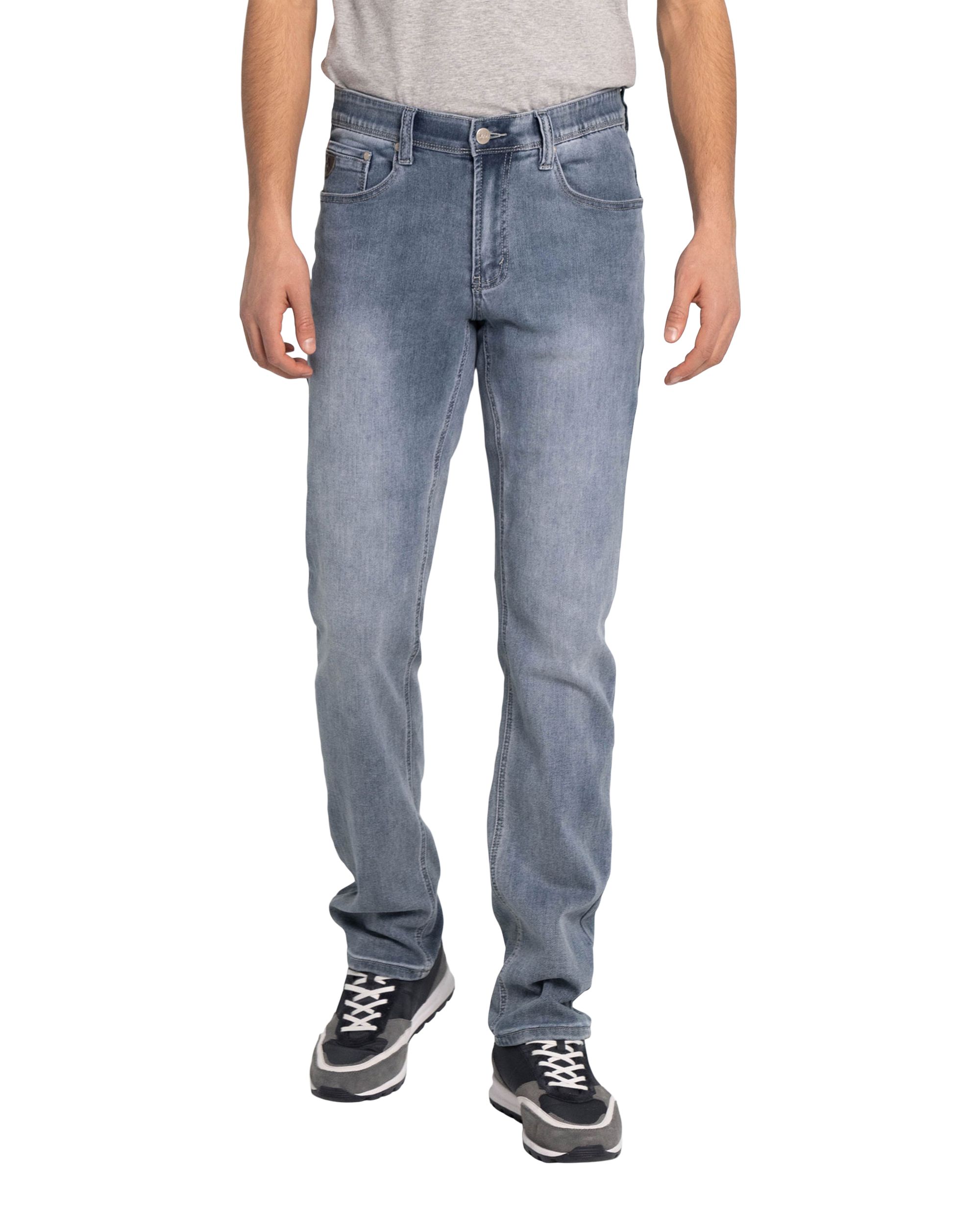 Jean en tricot de denim extensible à coupe étroite pour hommes, Peter - Délavé moyen