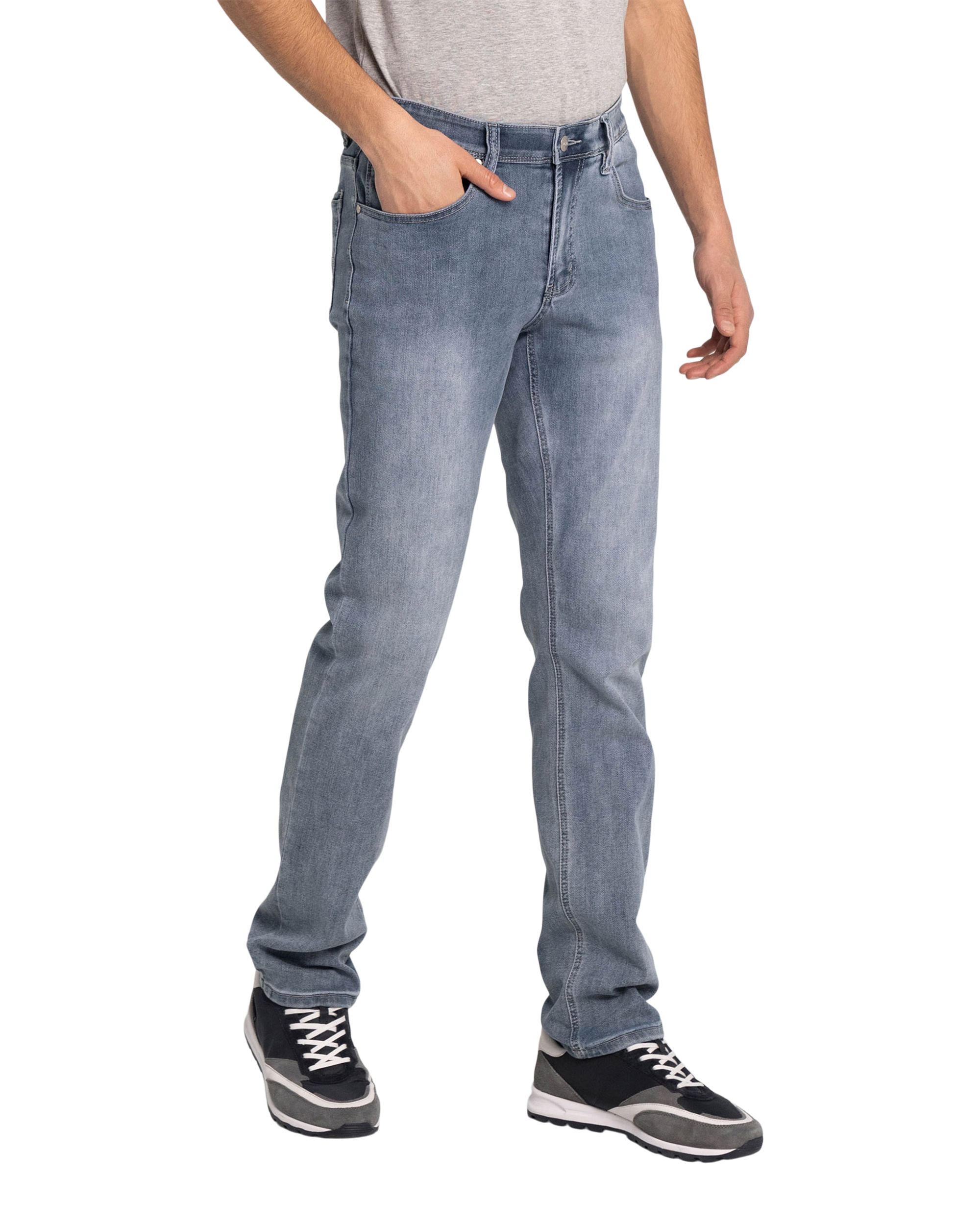 Jean en tricot de denim extensible à coupe étroite pour hommes, Peter - Délavé moyen