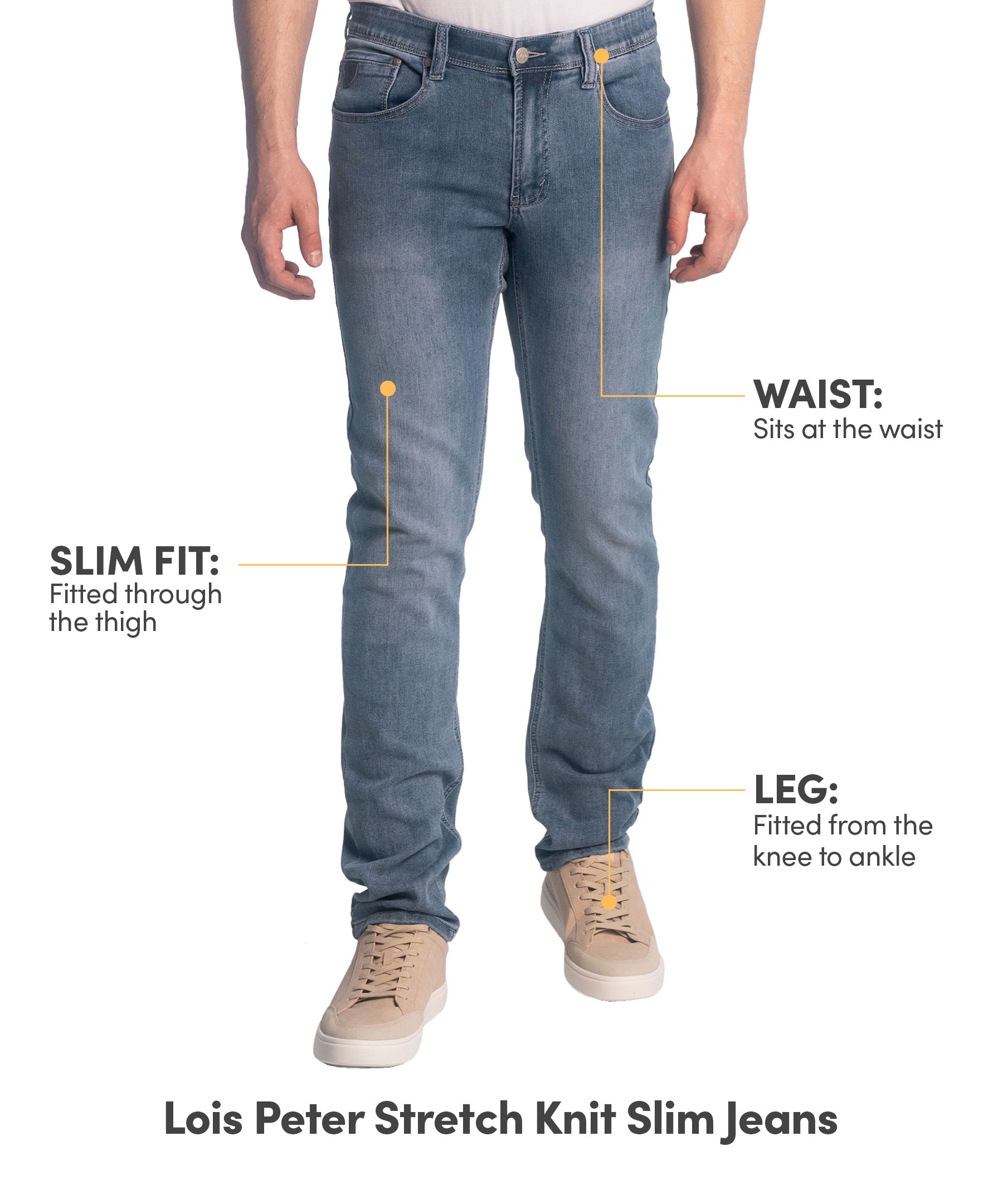 Lois Men's Peter Slim Fit Stretch Knit Denim Jeans - Medium Wash