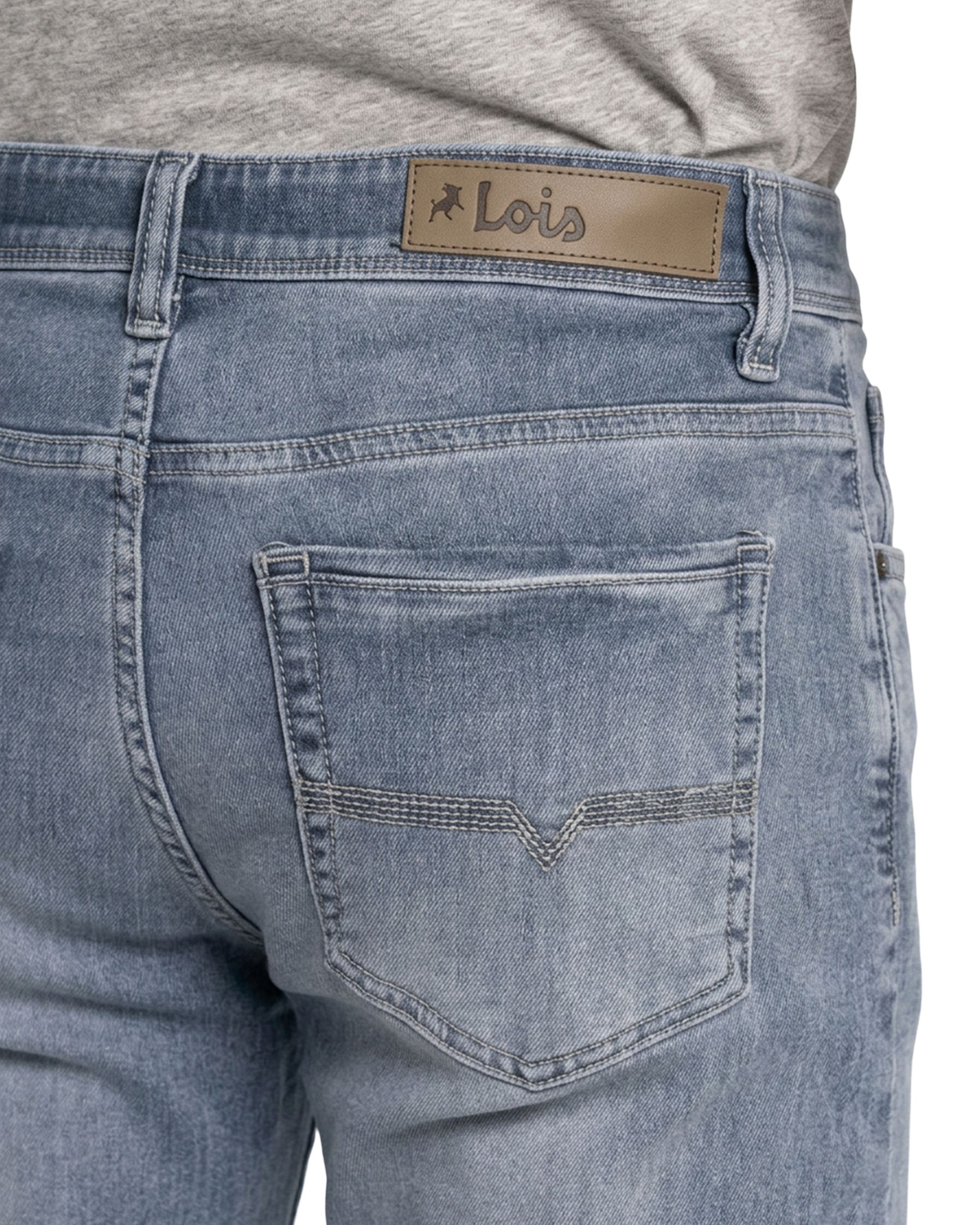 Jean en tricot de denim extensible à coupe étroite pour hommes, Peter - Délavé moyen