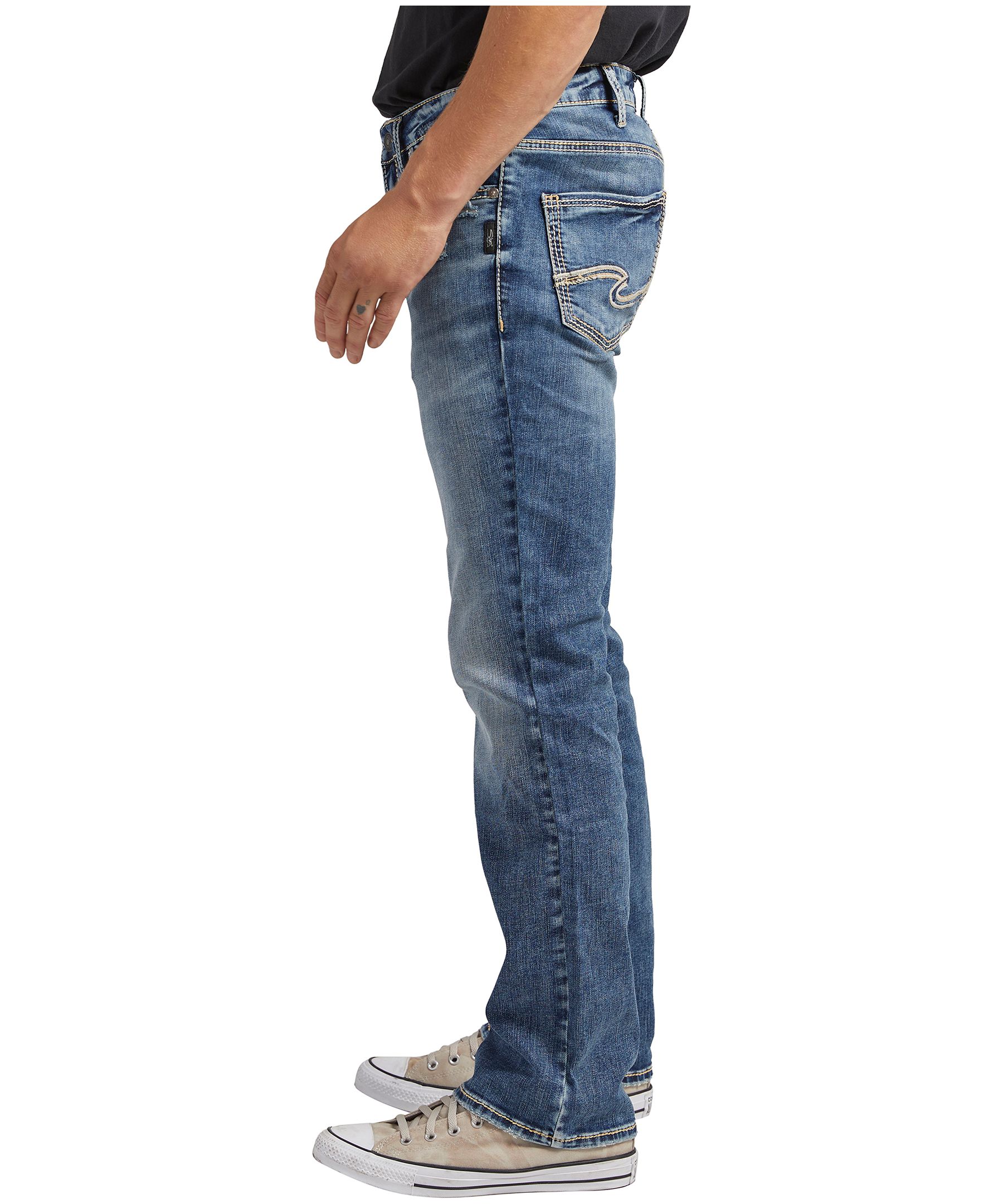 Silver Men's Jace Slim Fit Mid Rise Boot Cut Stretch Denim Jeans