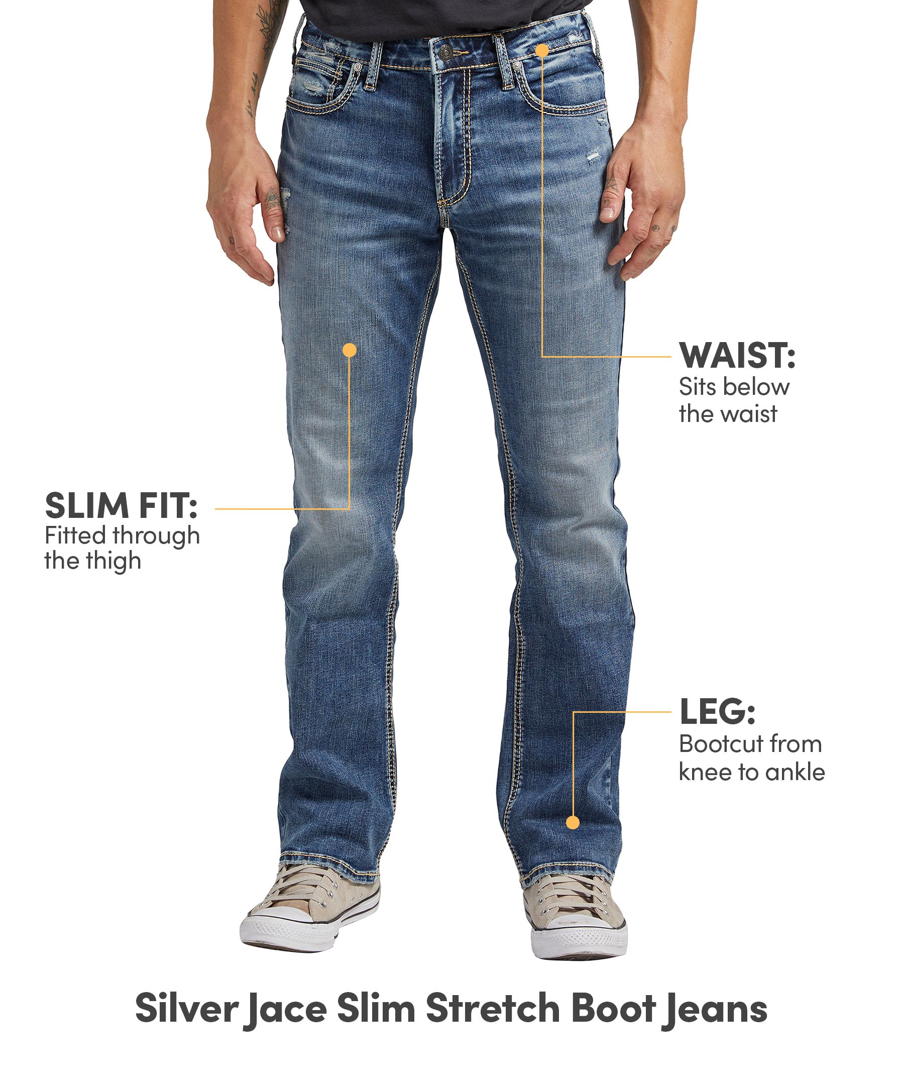 Silver Men's Jace Slim Fit Mid Rise Boot Cut Stretch Denim Jeans