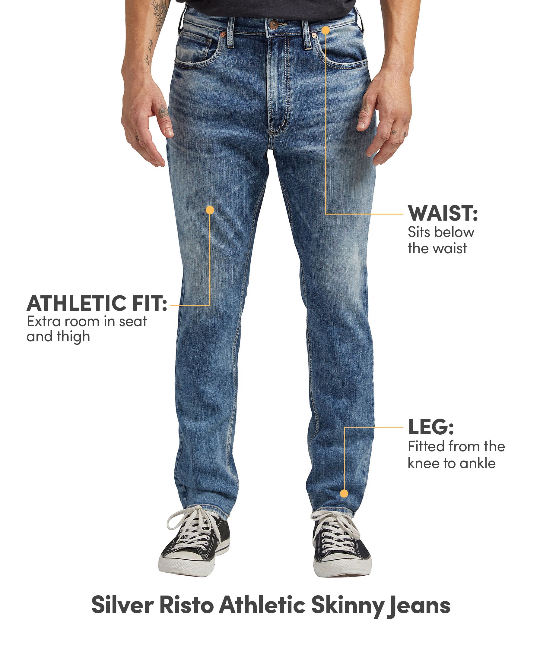 Silver Men's Risto High Rise Athletic Fit Skinny Jeans