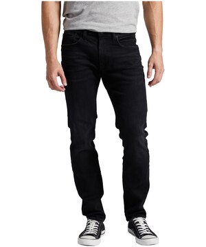Jean en denim extensible coupe moulante à taille mi-basse pour hommes, Silver, Taavi