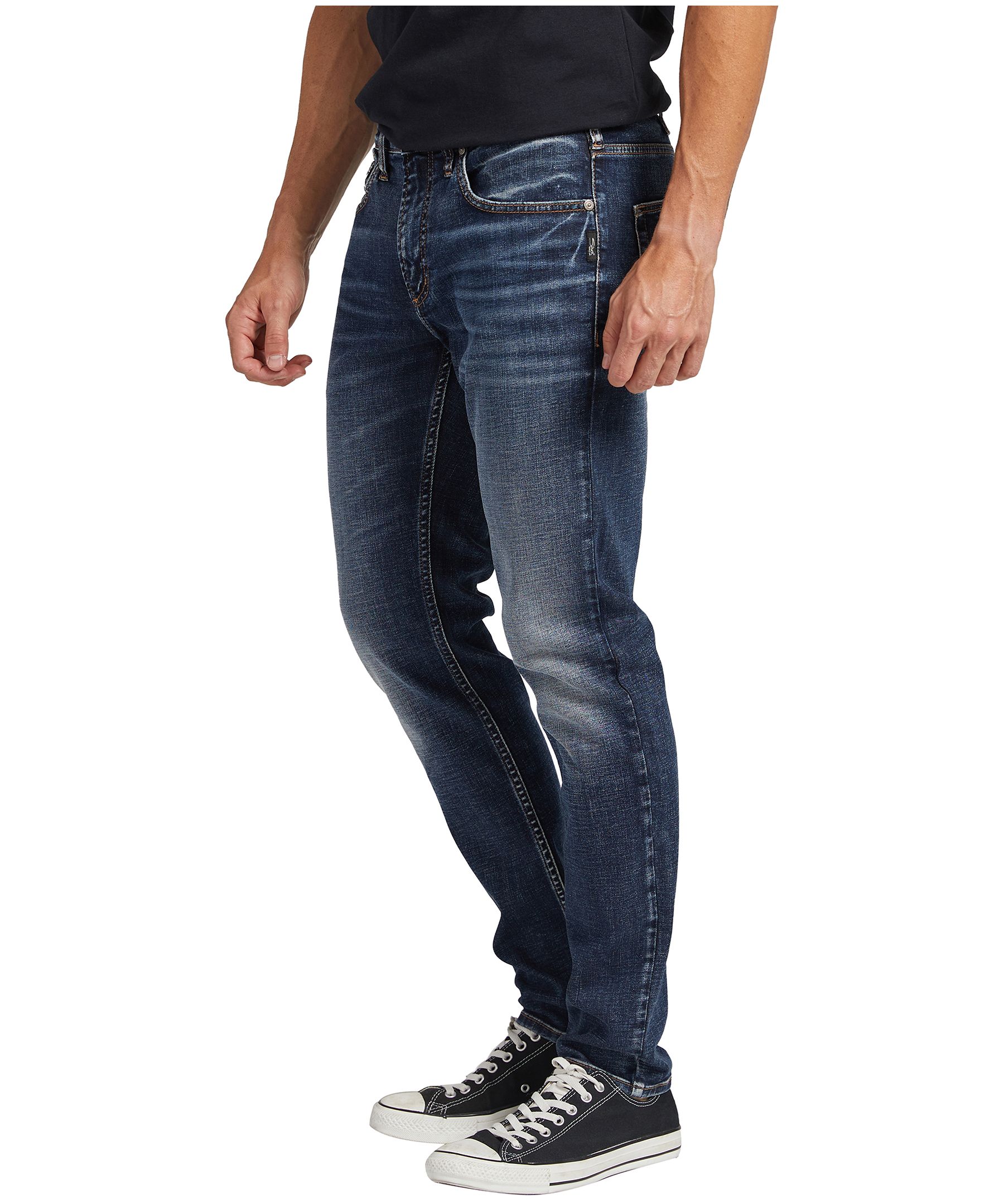 Silver Men's Taavi Skinny Fit Mid Rise Stretch Denim Jeans