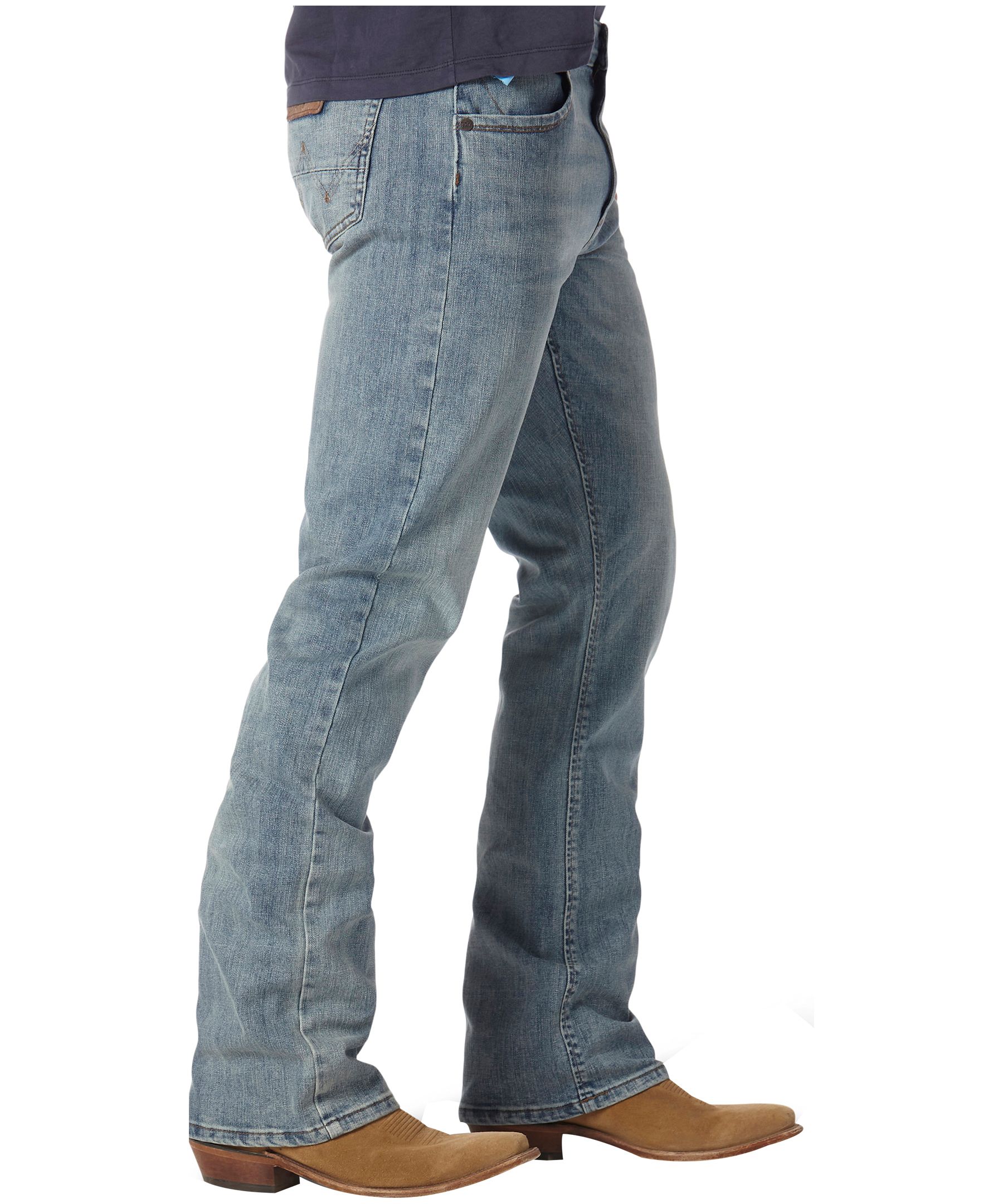 Jean étroit semi-évasé en denim extensible à taille mi-basse pour hommes, Wrangler, Retro