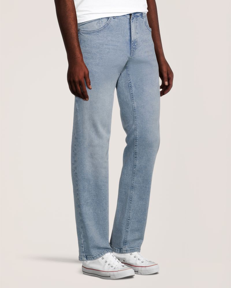 Jean de coupe sportive en denim très extensible pour hommes, délavé clair, Frank, Blackbull