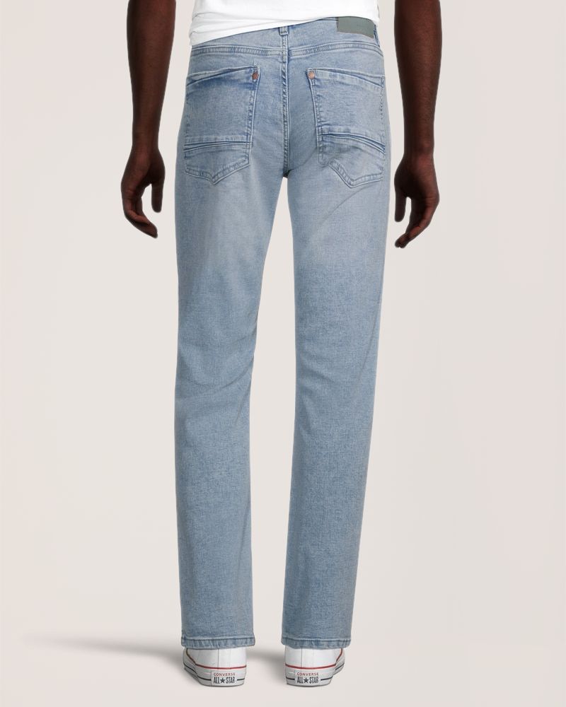 Jean de coupe sportive en denim très extensible pour hommes, délavé clair, Frank, Blackbull