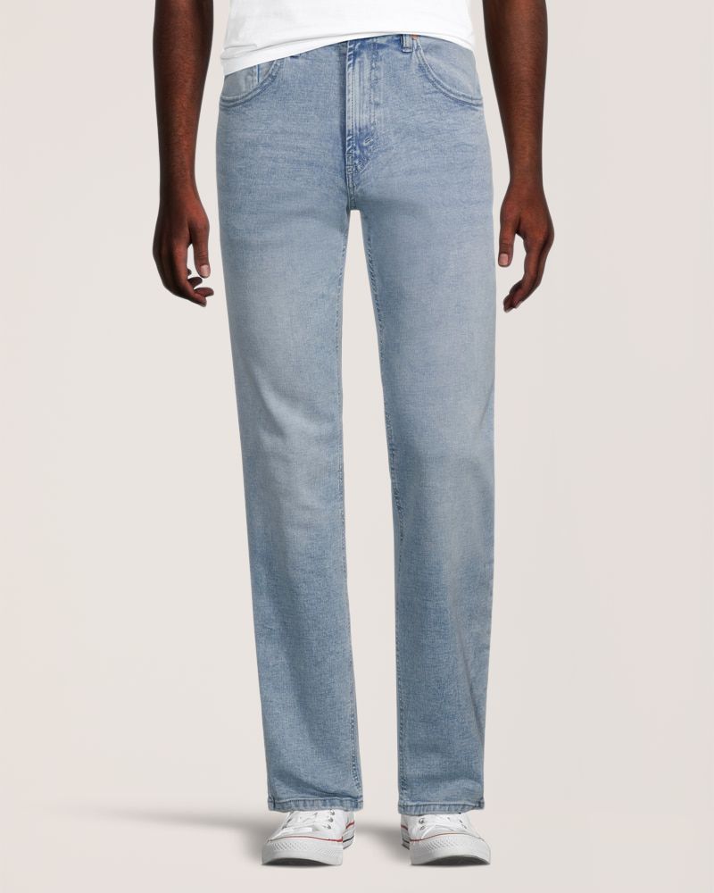 Jean de coupe sportive en denim très extensible pour hommes, délavé clair, Frank, Blackbull