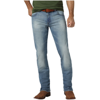 Wrangler Men's Retro Mid Rise Slim Straight Stretch Denim Jeans Front_Flat