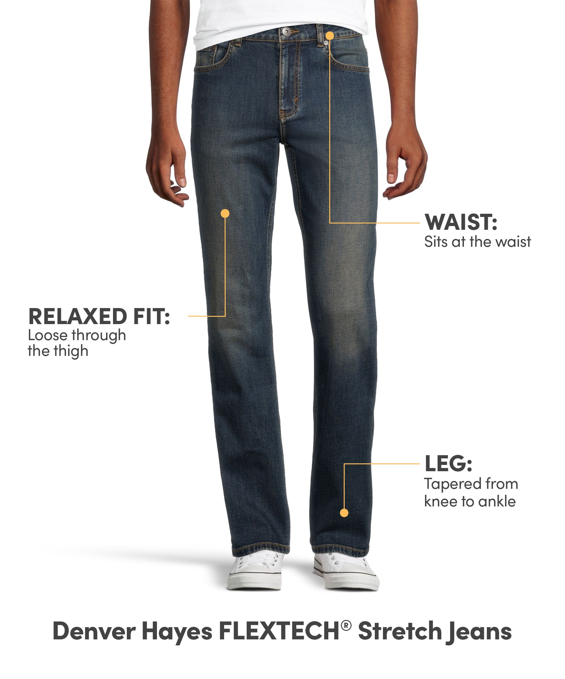 Denver Hayes Men's FLEXTECH Relax Fit Tapered Leg Jeans