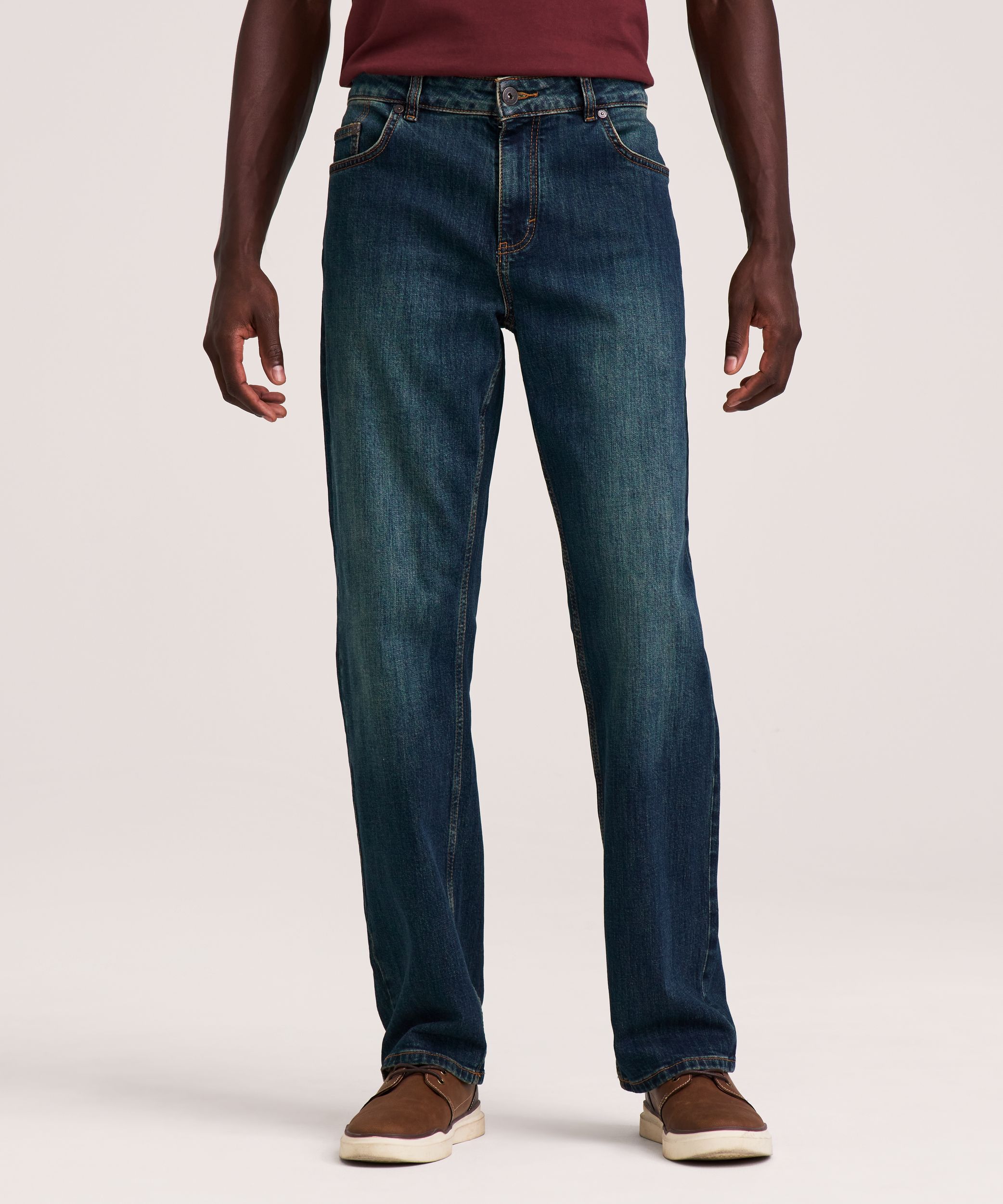 Jeans à jambe fuselée à coupe décontractée teinte foncée FLEXTECH Denver Hayes pour hommes