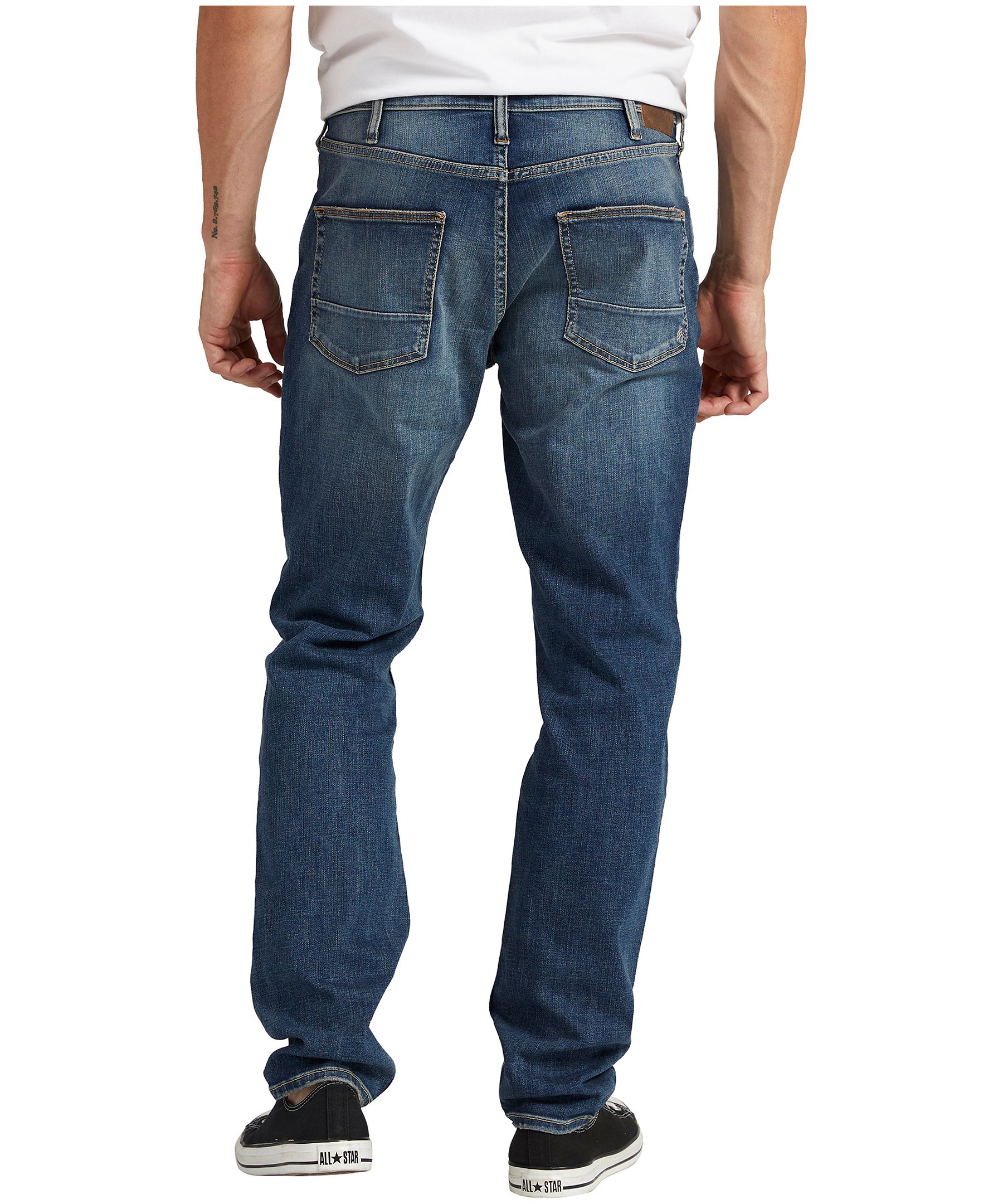 Jean moulant en denim extensible à coupe sportive pour hommes, Silver, Risto