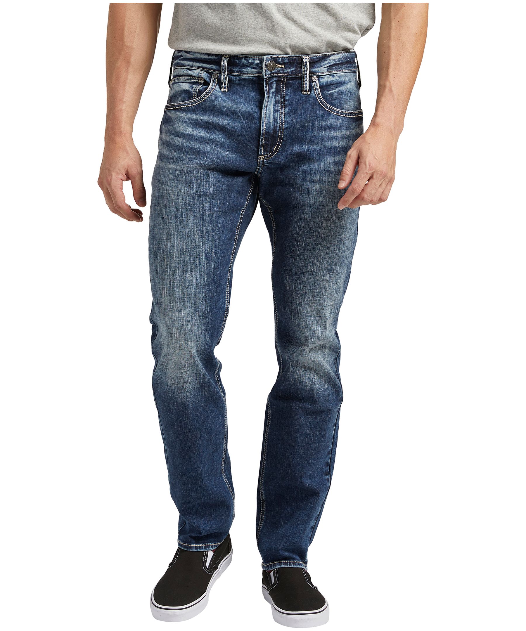 Jean étroit à coupe droite Konrad pour hommes, Silver