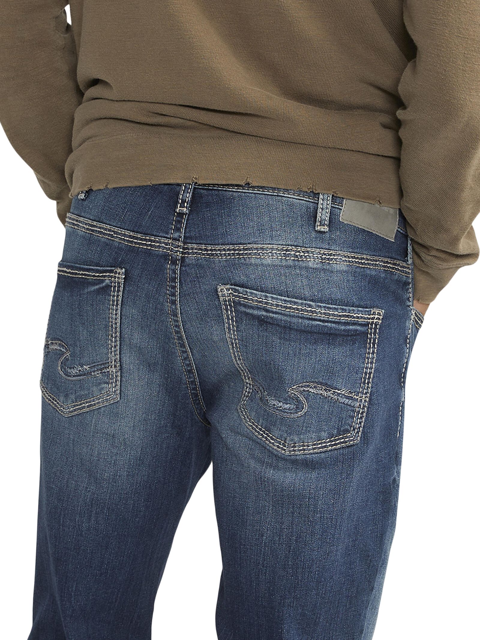 Jean Jace en denim extensible semi-évasé à coupe étroite pour hommes, Silver
