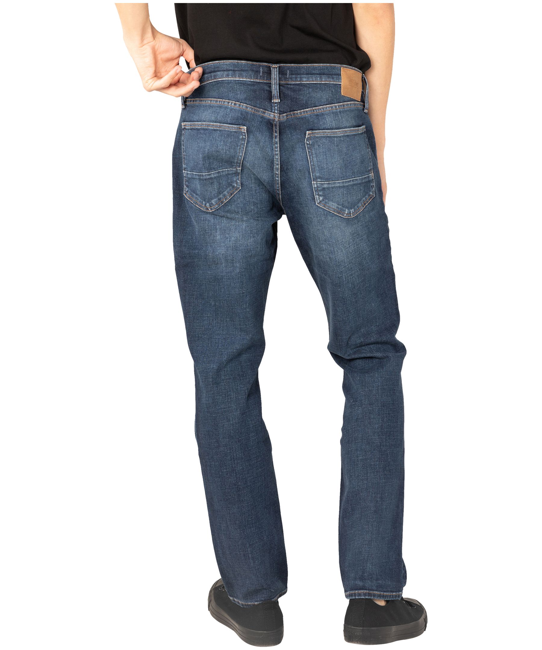 Jean à coupe droite classique surdimensionnée à taille mi-basse pour hommes, Silver, Machray