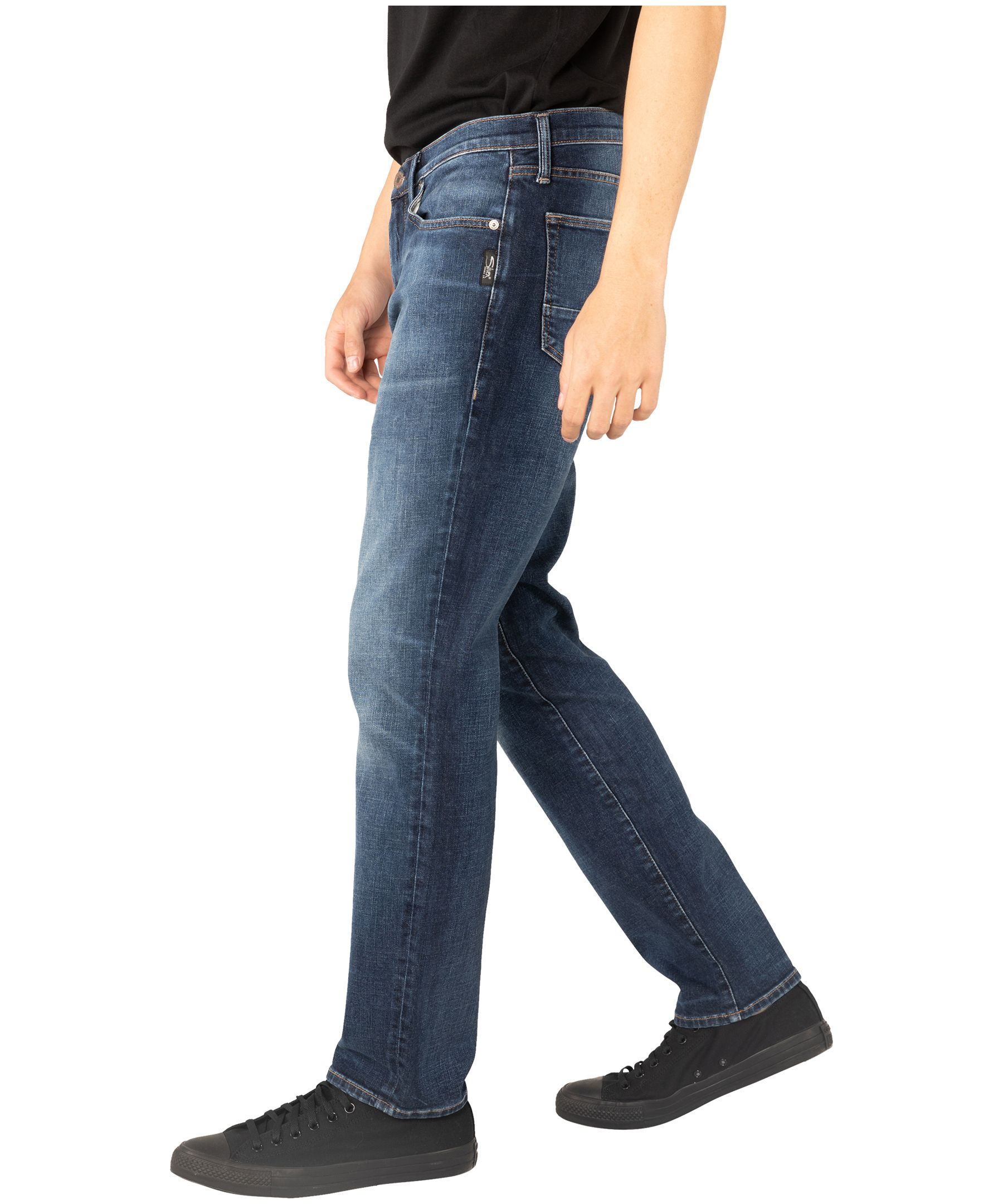 Jean à coupe droite classique surdimensionnée à taille mi-basse pour hommes, Silver, Machray