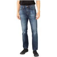 Jean à coupe droite classique surdimensionnée à taille mi-basse pour hommes, Silver, Machray Front_Flat