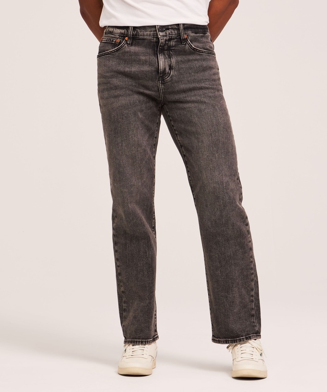 Jeans à jambe droite à coupe ample FLEXTECH Denver Hayes pour hommes - Noir