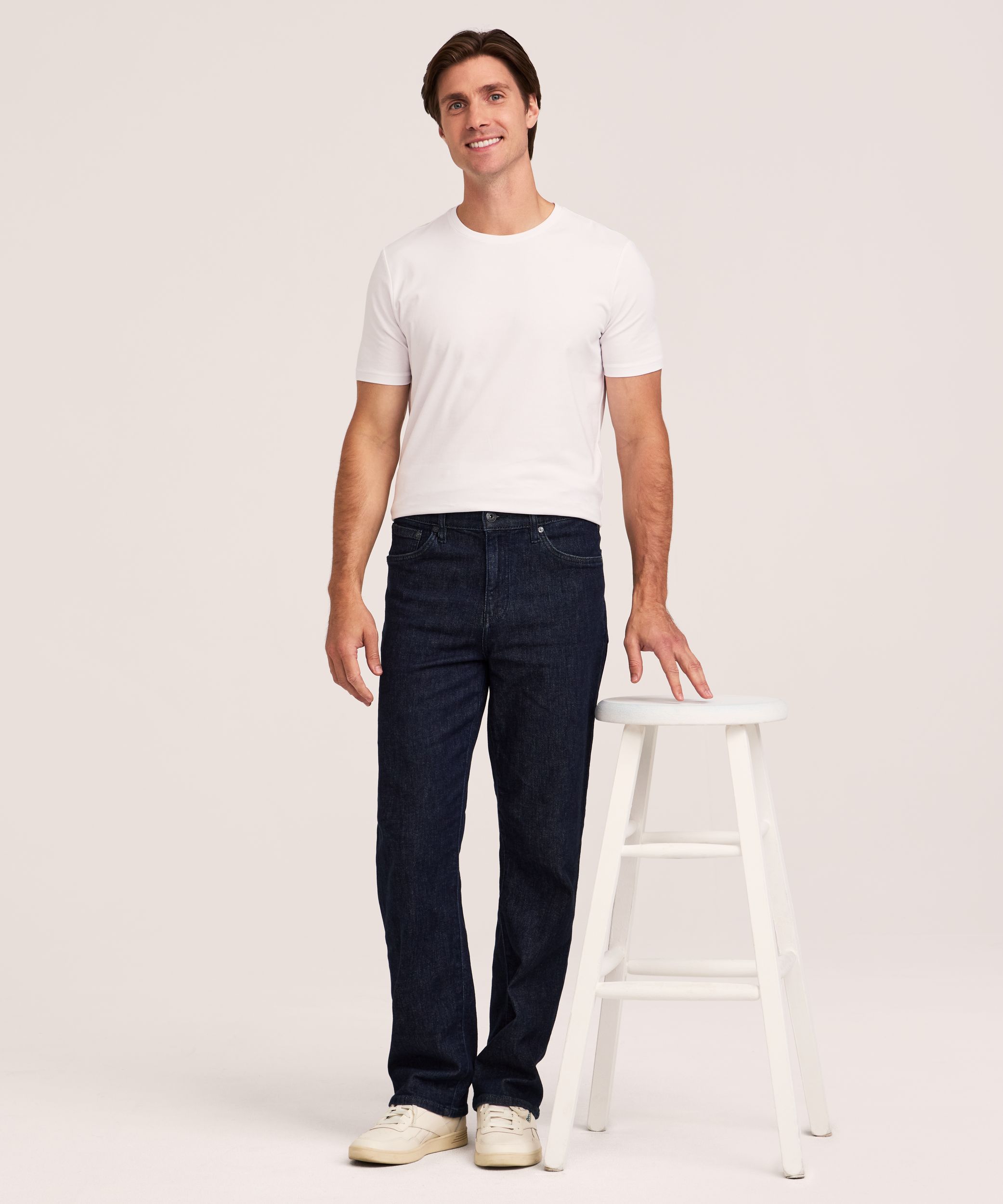 Jeans à jambe droite à coupe ample FLEXTECH Denver Hayes pour hommes - Délavé