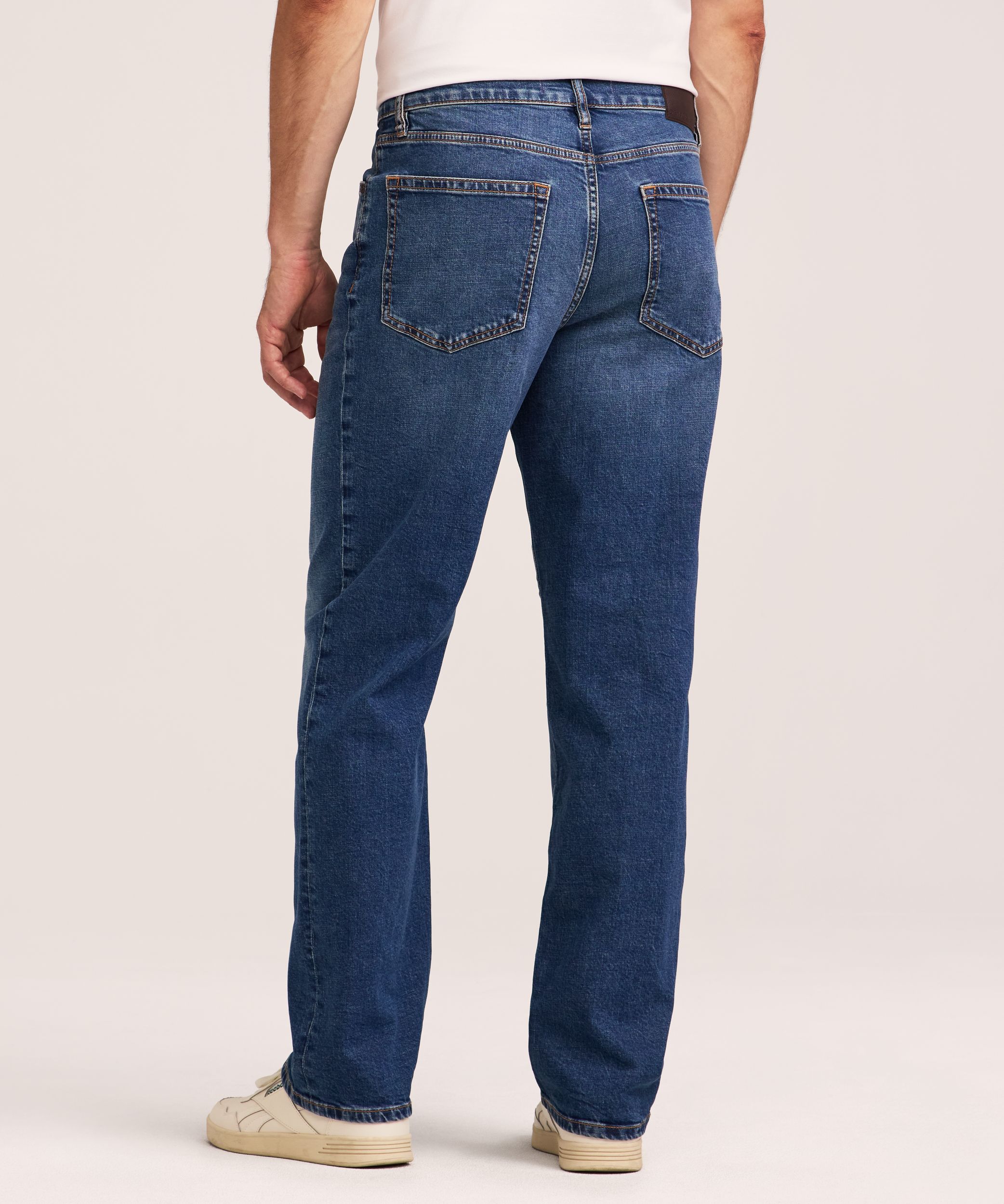 Jeans à jambe droite à coupe ample FLEXTECH Denver Hayes pour hommes - Délavé moyen