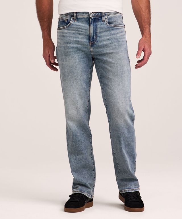 Jeans à jambe droite à coupe ample FLEXTECH Denver Hayes pour hommes - Délavé clair