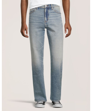 Jeans à jambe droite à coupe ample FLEXTECH Denver Hayes pour hommes - Délavé clair