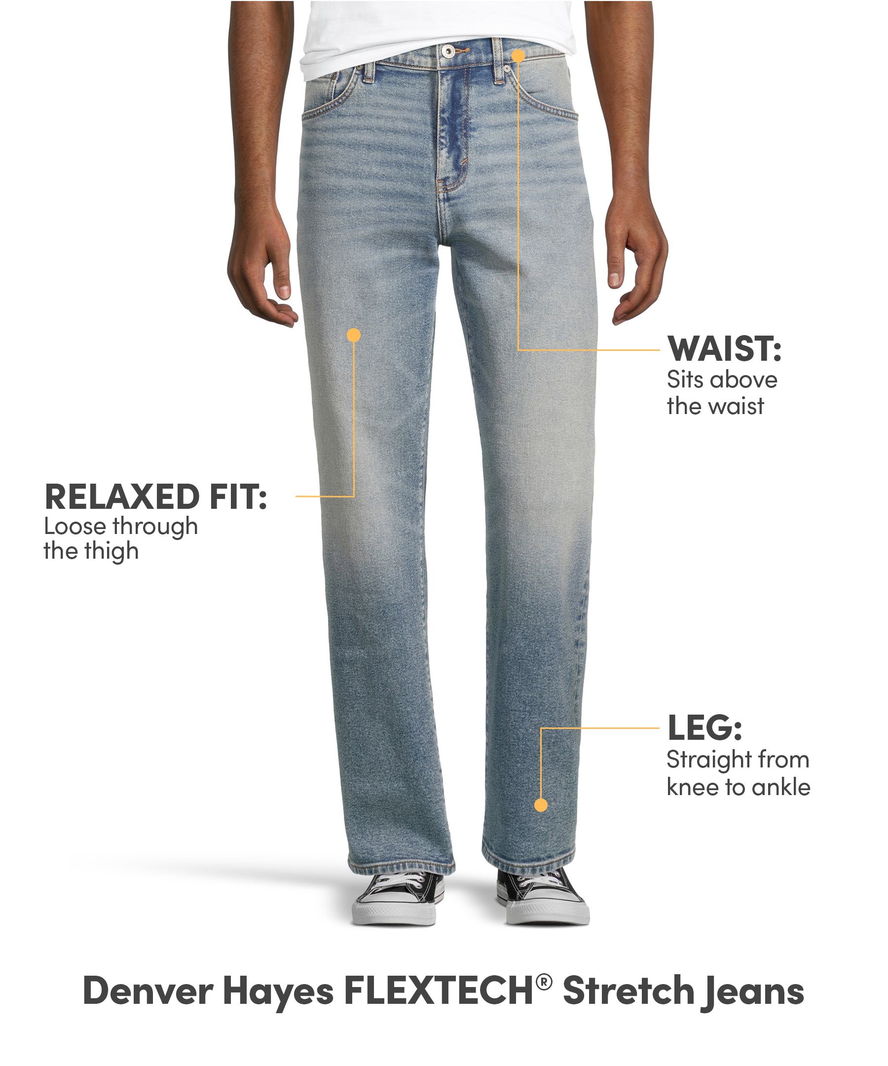 Denver Hayes Men's FLEXTECH Loose Fit Straight Leg Jeans