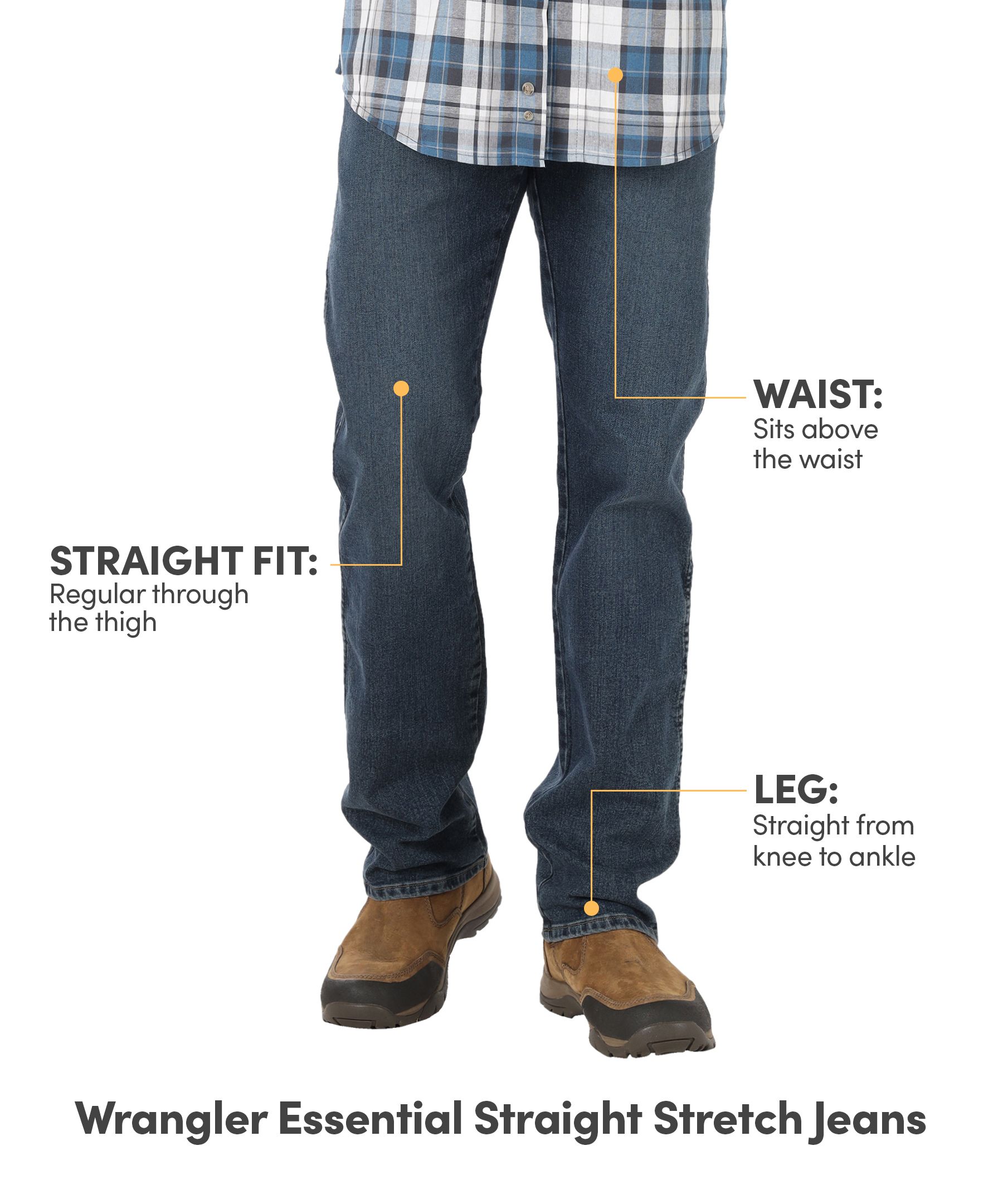 Wrangler Men's Essential Straight Leg Stretch Jeans