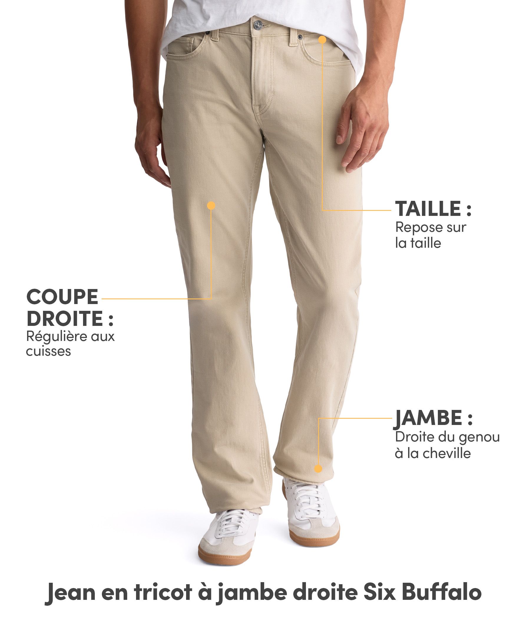 Jean en tricot de denim pour hommes, Straight Six, Buffalo