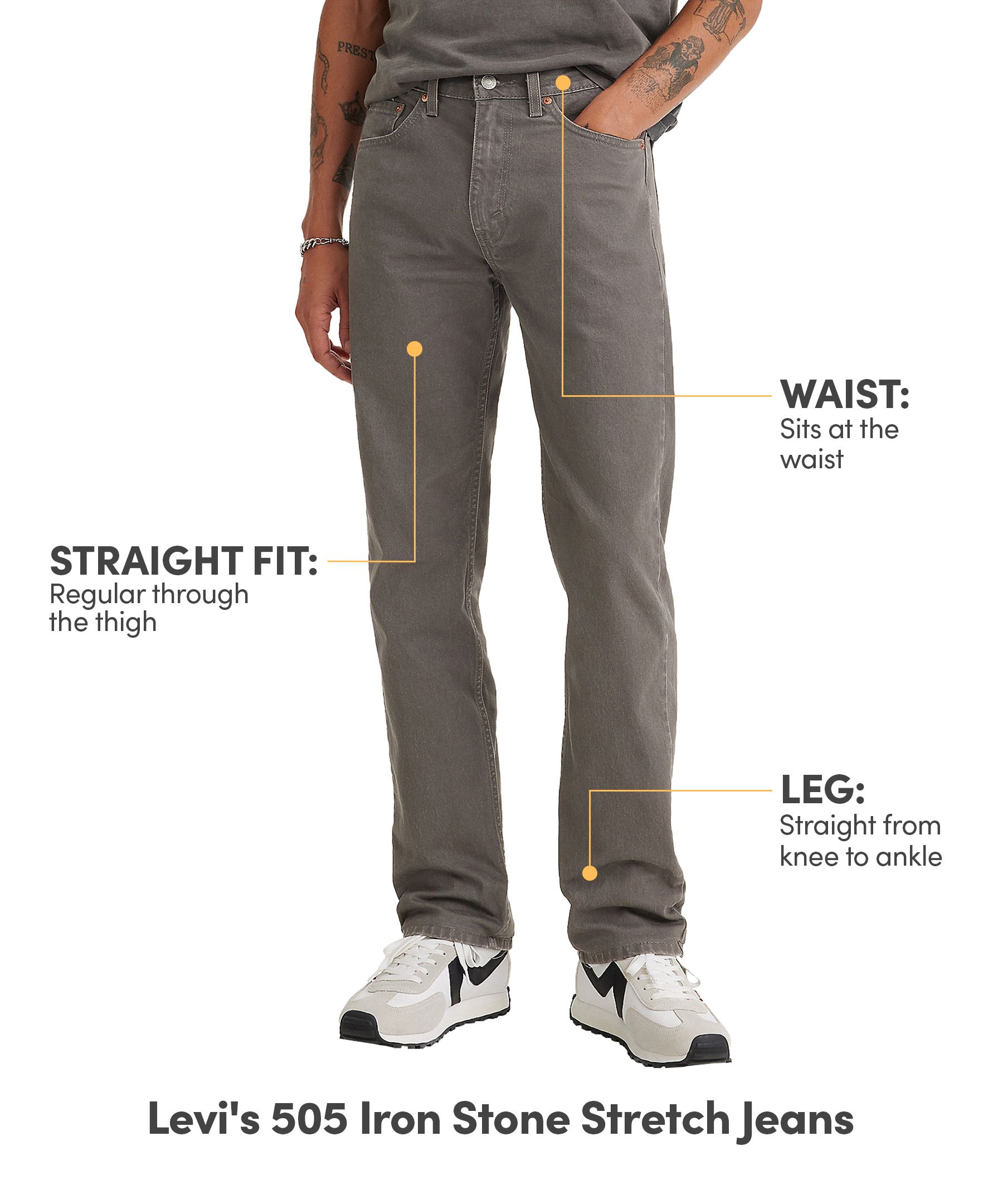 Levi's Men's 505 Iron Stone Stretch Jeans