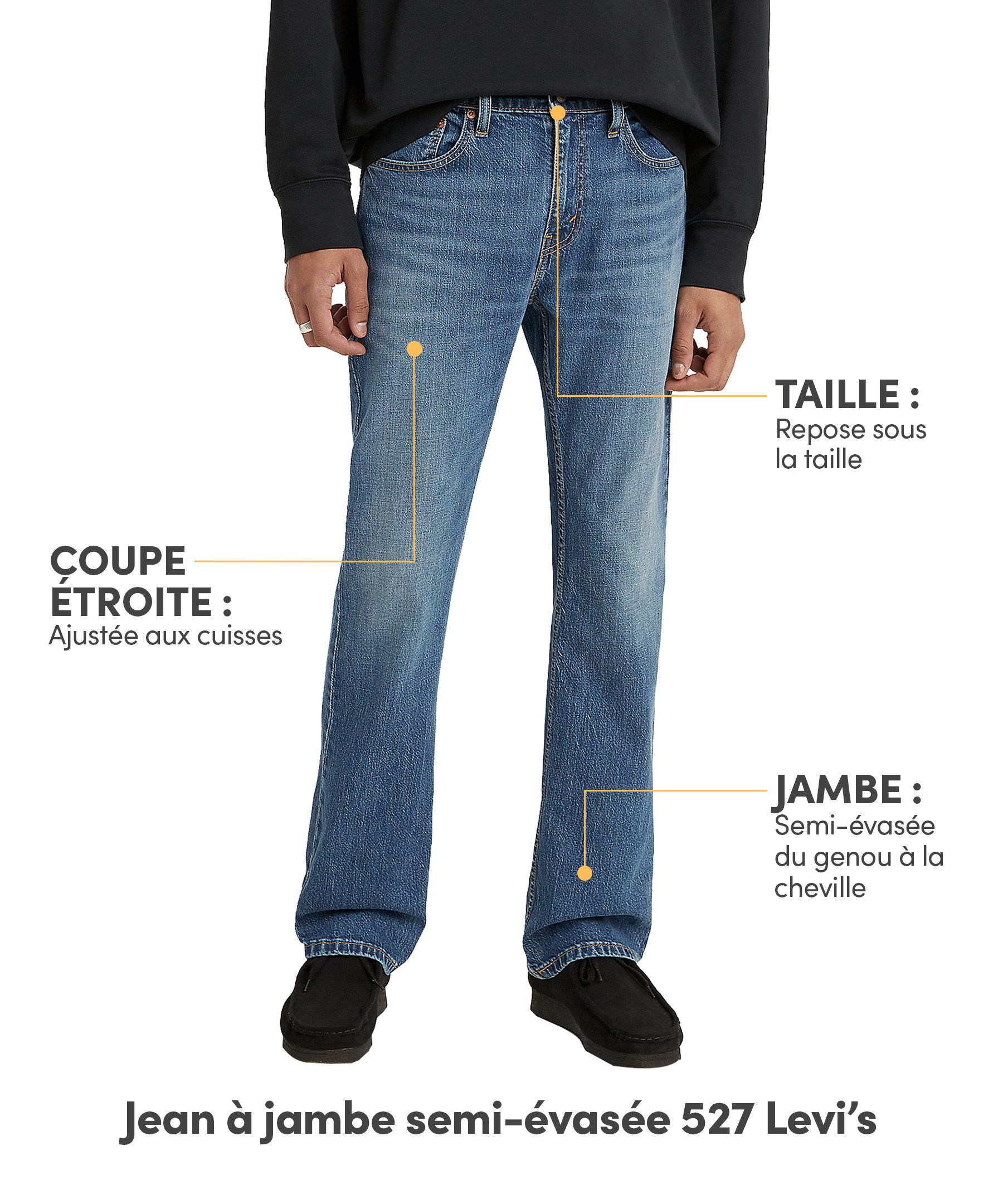 Jean étroit à jambe semi-évasée 527 pour hommes, Blue Tunes, Levi's