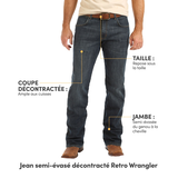 Jean décontracté à jambe semi-évasée pour hommes, Retro, Wrangler Front_Flat