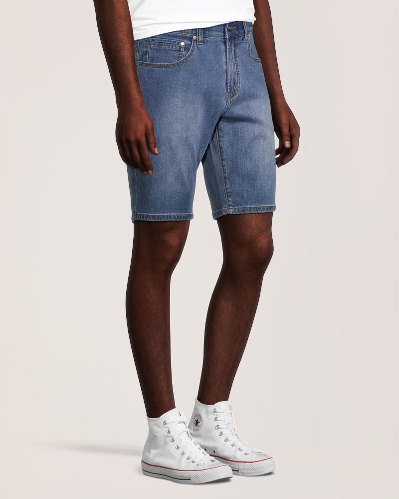 Bermuda en denim à délavé moyen pour hommes, Dennis, Lois