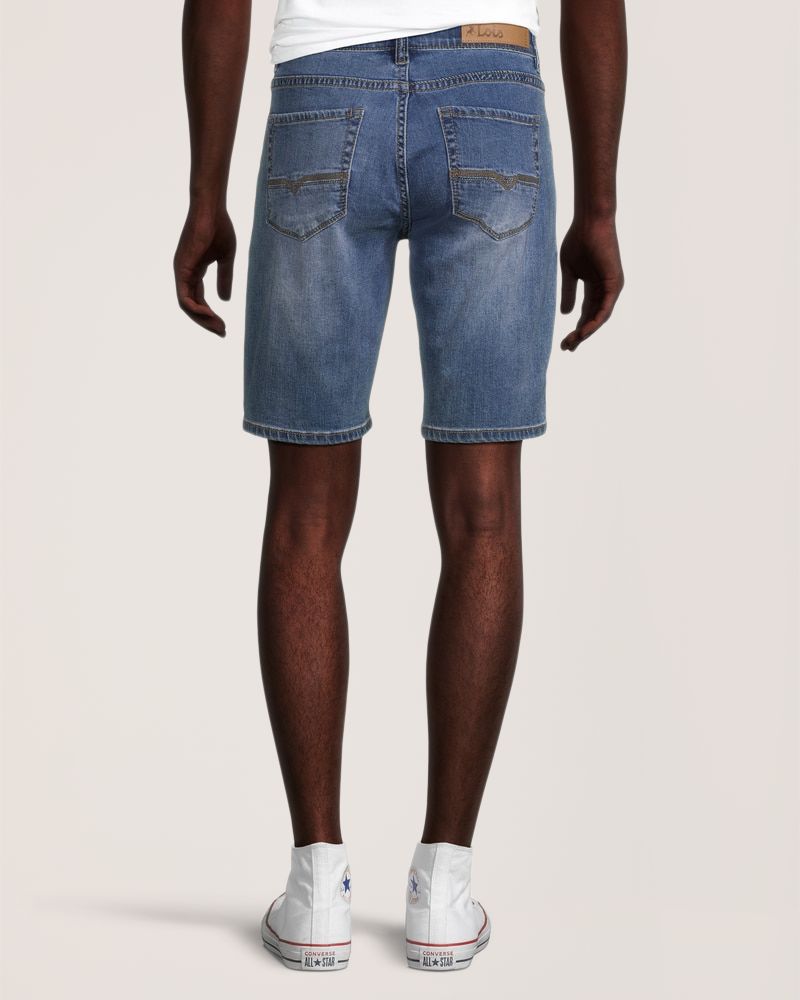 Bermuda en denim à délavé moyen pour hommes, Dennis, Lois