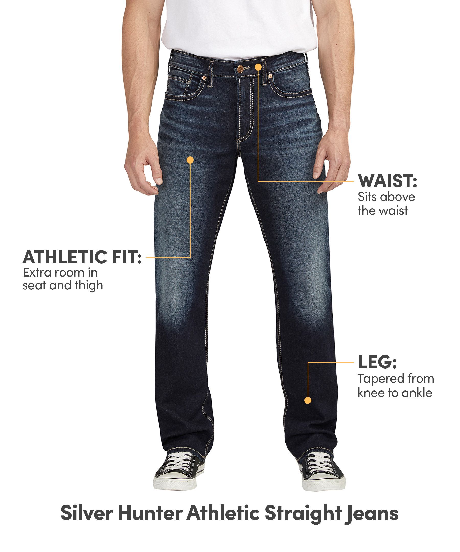 Silver Men's Hunter Relaxed Athletic Fit Straight Leg Jeans