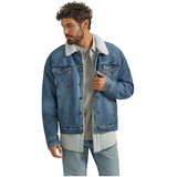 Veste en denim doublée en sherpa pour hommes, Wrangler Front_Flat