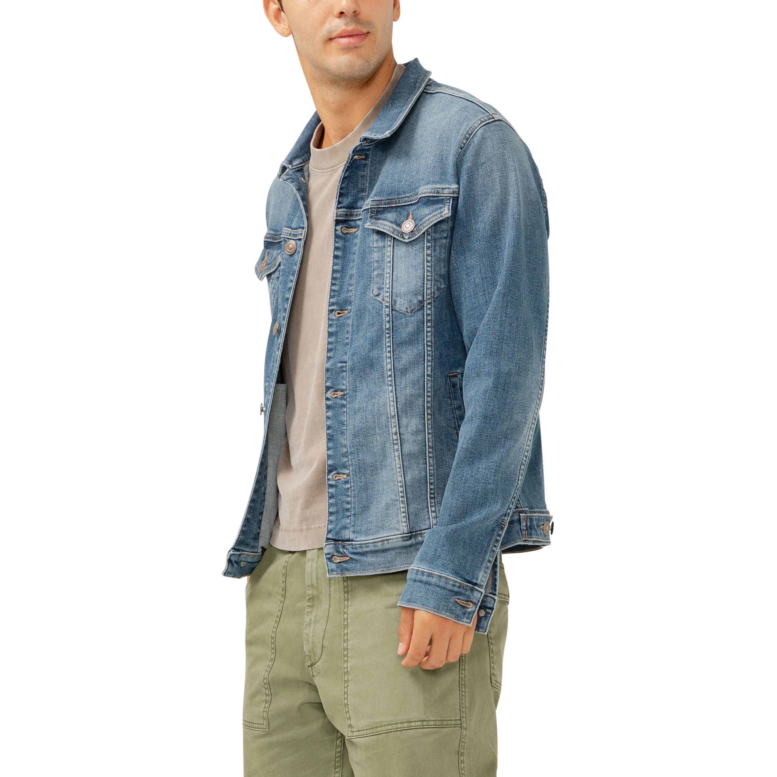 Veste de camionneur en denim pour hommes, Silver