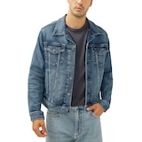 Silver Men's Denim Truck Jacket Front_Flat