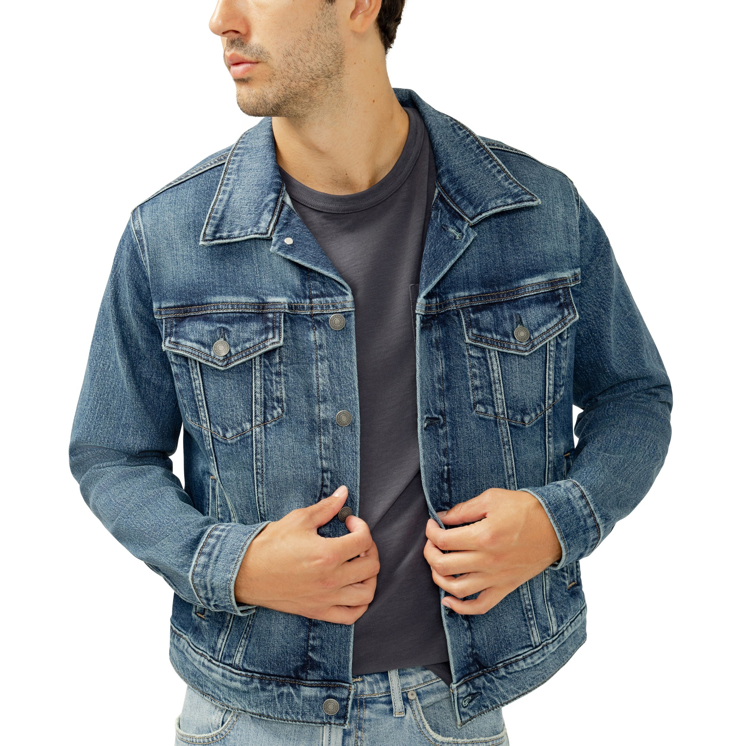 Silver Men's Denim Truck Jacket