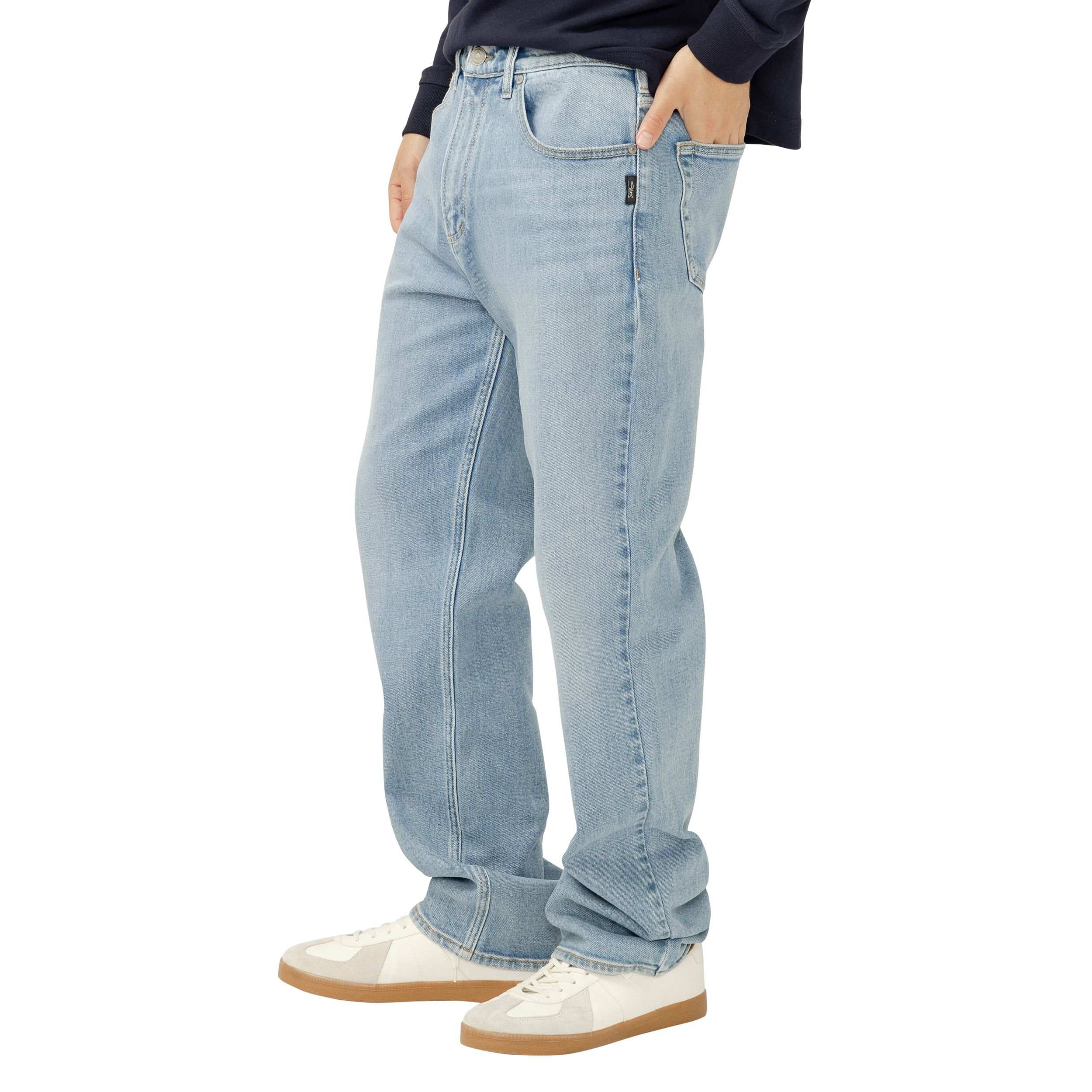 Silver Men's Relaxed Fit Straight Jeans
