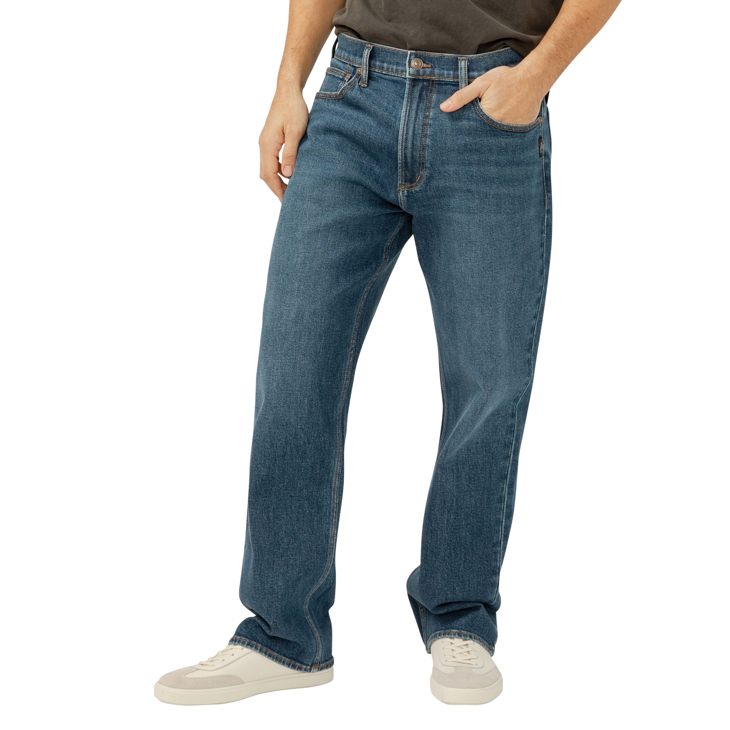 Jean à jambe droite de coupe décontractée pour hommes, Silver