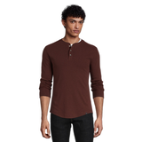Haut Henley en tissu flammé à manches longues pour hommes, Denver Hayes Front_Flat
