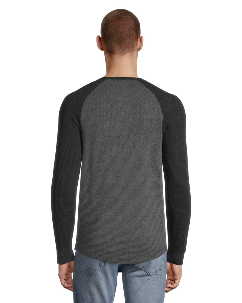 Denver Hayes Men's Long Sleeve Modern Fit Waffle Knit Raglan