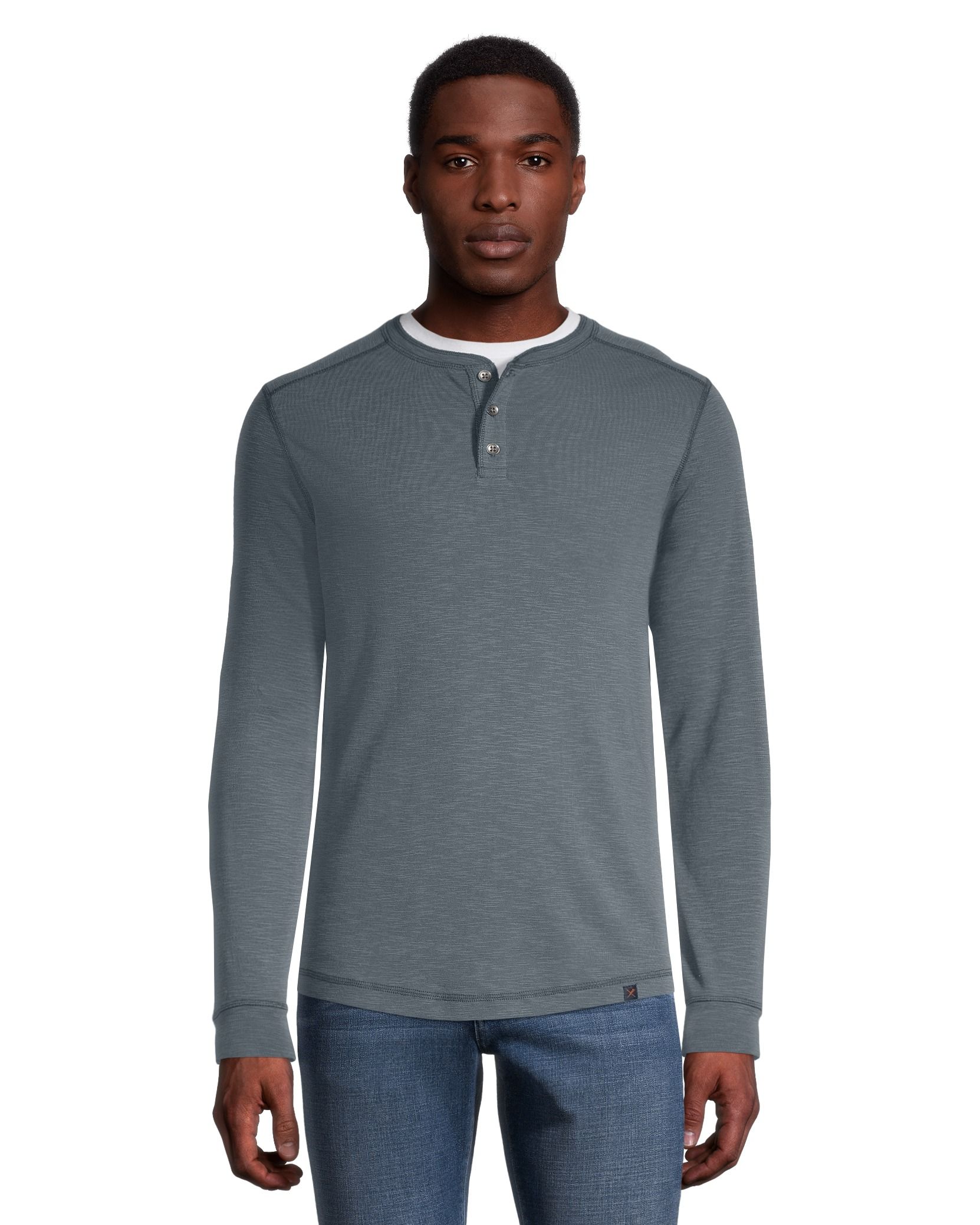 Denver Hayes Men's Long Sleeve Modern Fit Cotton Slub Henley Shirt