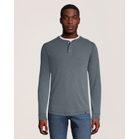 Denver Hayes Men's Long Sleeve Modern Fit Cotton Slub Henley Shirt Front_Flat